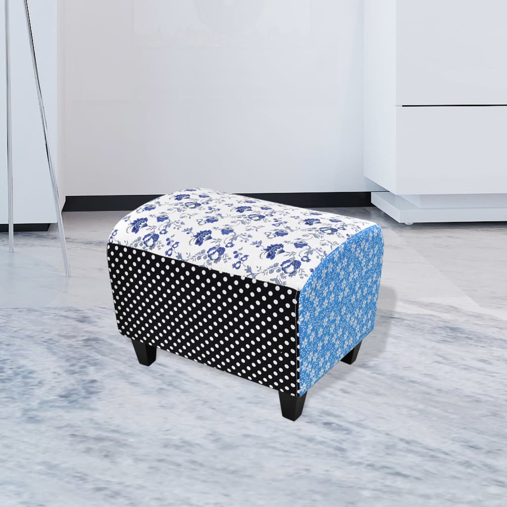 Repose-pied Design avec patchwork Bleu et blanc - XIOS