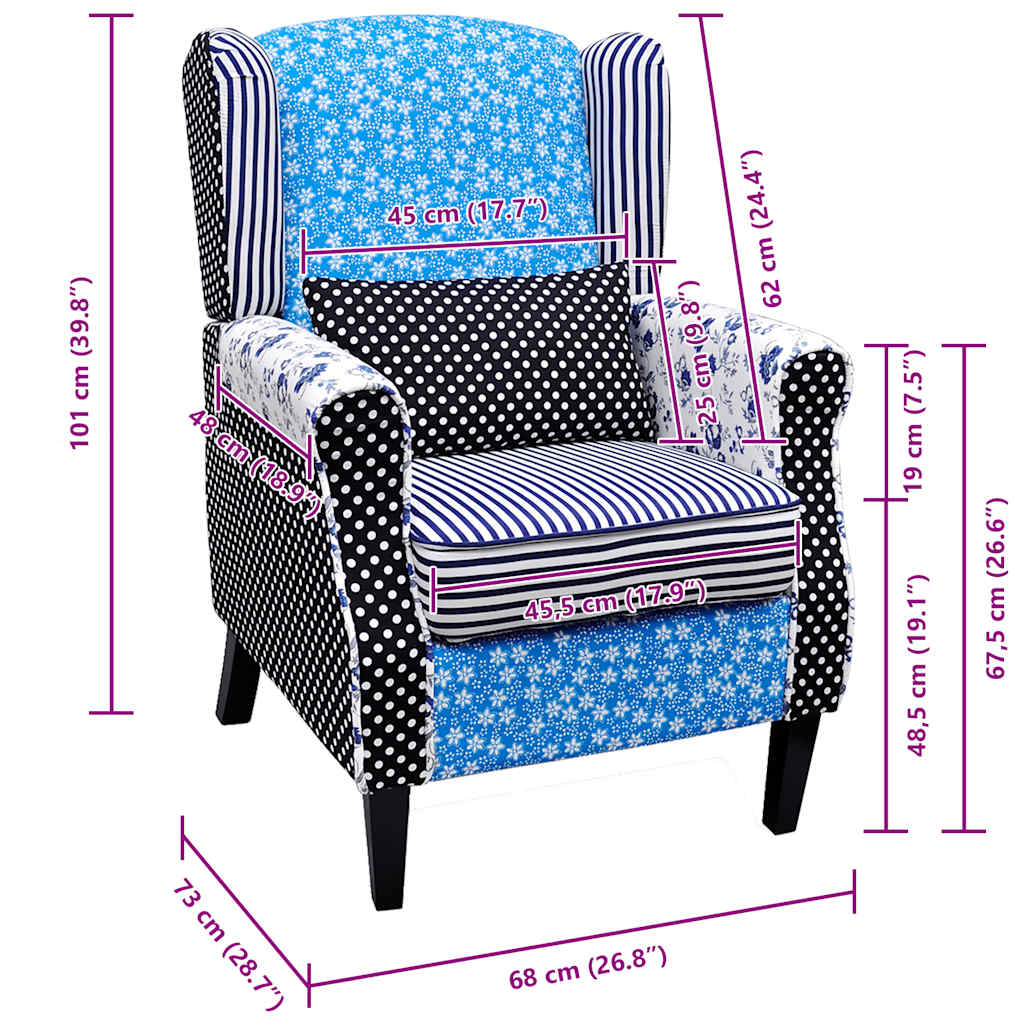 Fauteuil avec design de patchwork Tissu - XIOS
