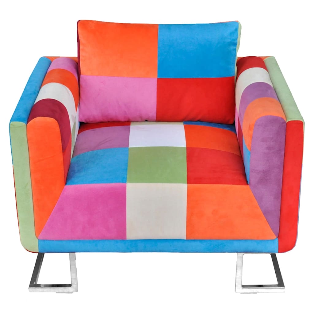 Fauteuil cube avec design de patchwork Chrome Tissu - XIOS