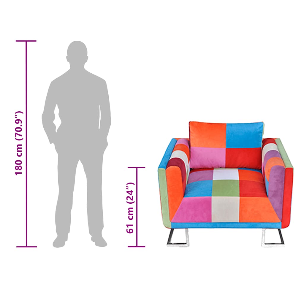 Fauteuil cube avec design de patchwork Chrome Tissu - XIOS
