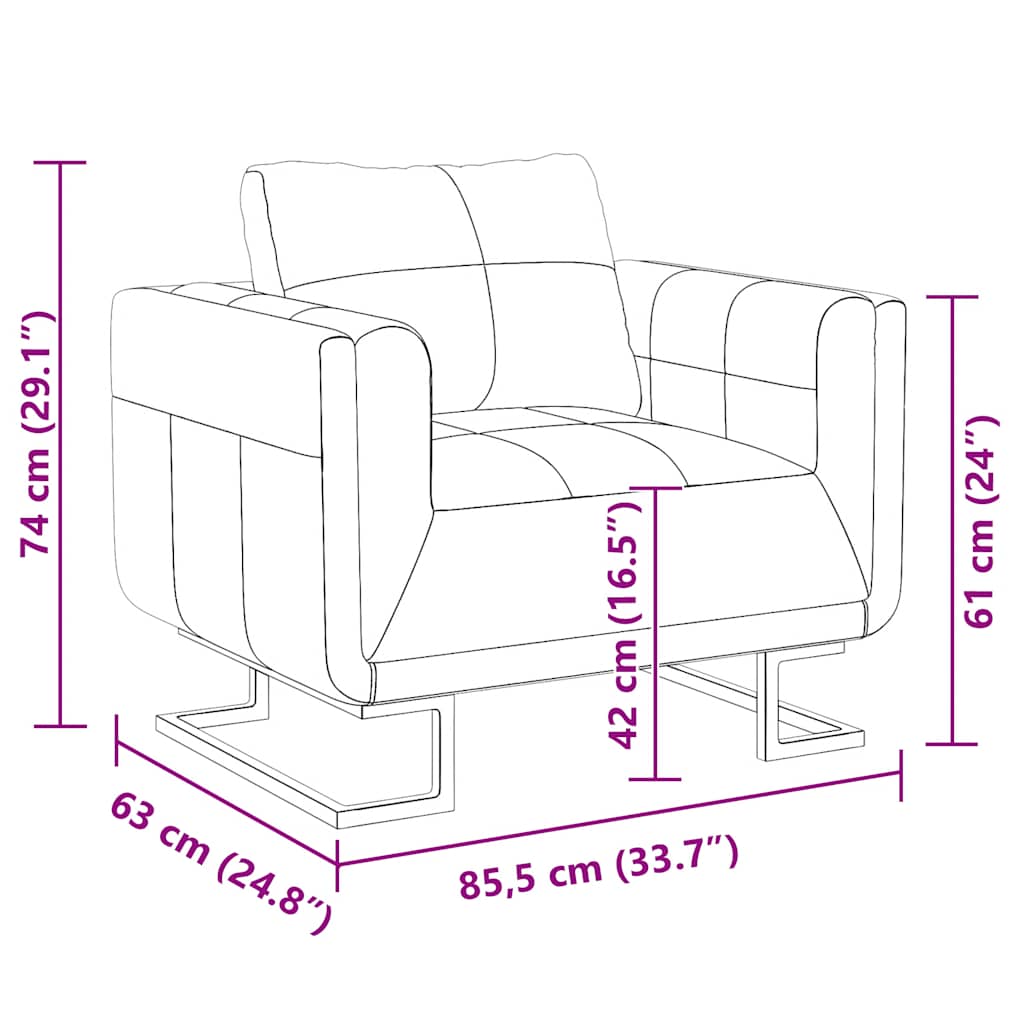Fauteuil cube avec pieds chromés Marron Similicuir - XIOS