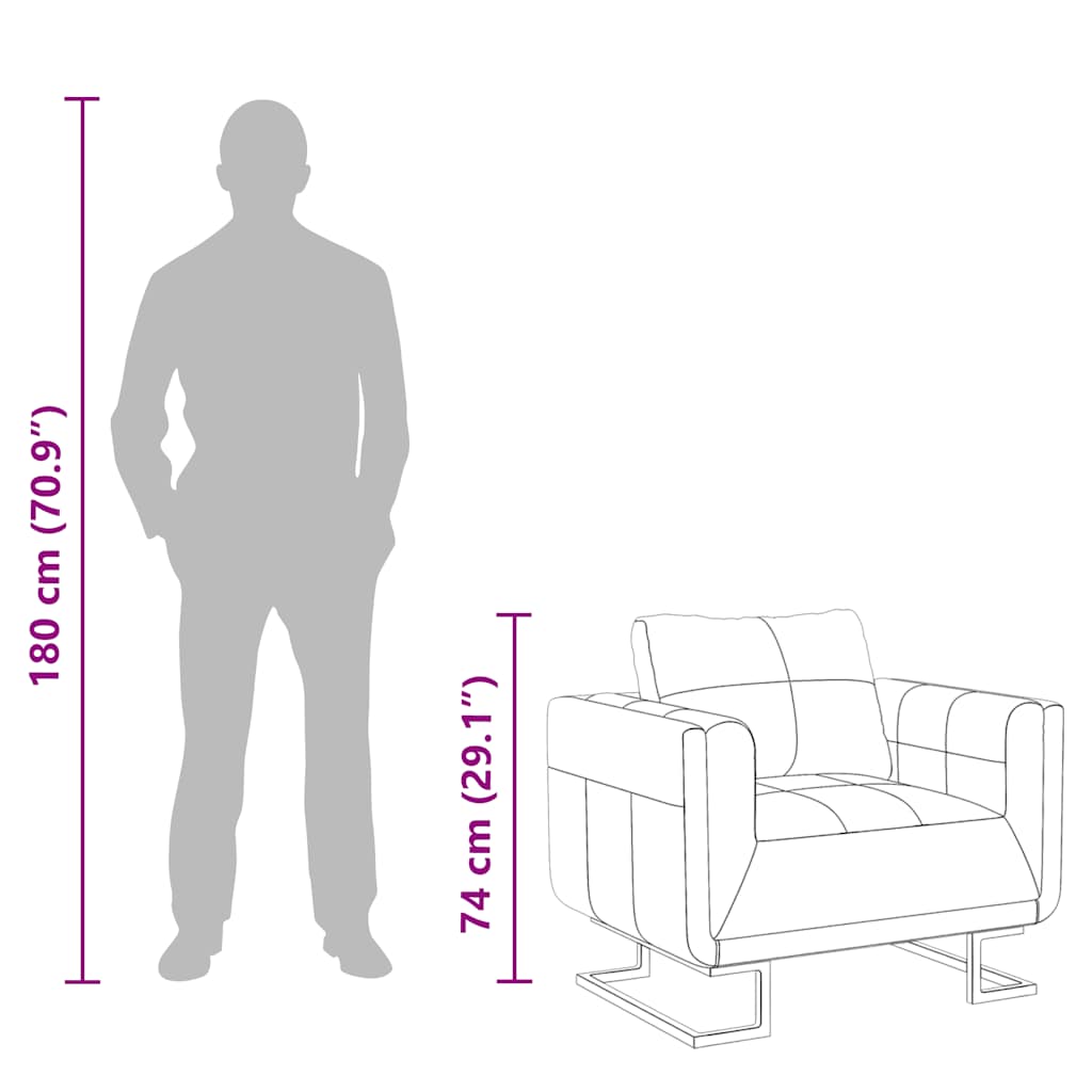 Fauteuil cube avec pieds chromés Marron Similicuir - XIOS
