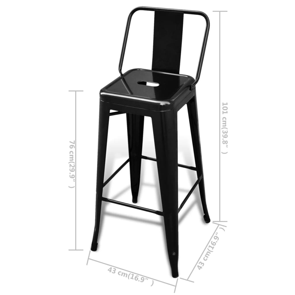 Tabourets de bar lot de 2 noir acier - XIOS