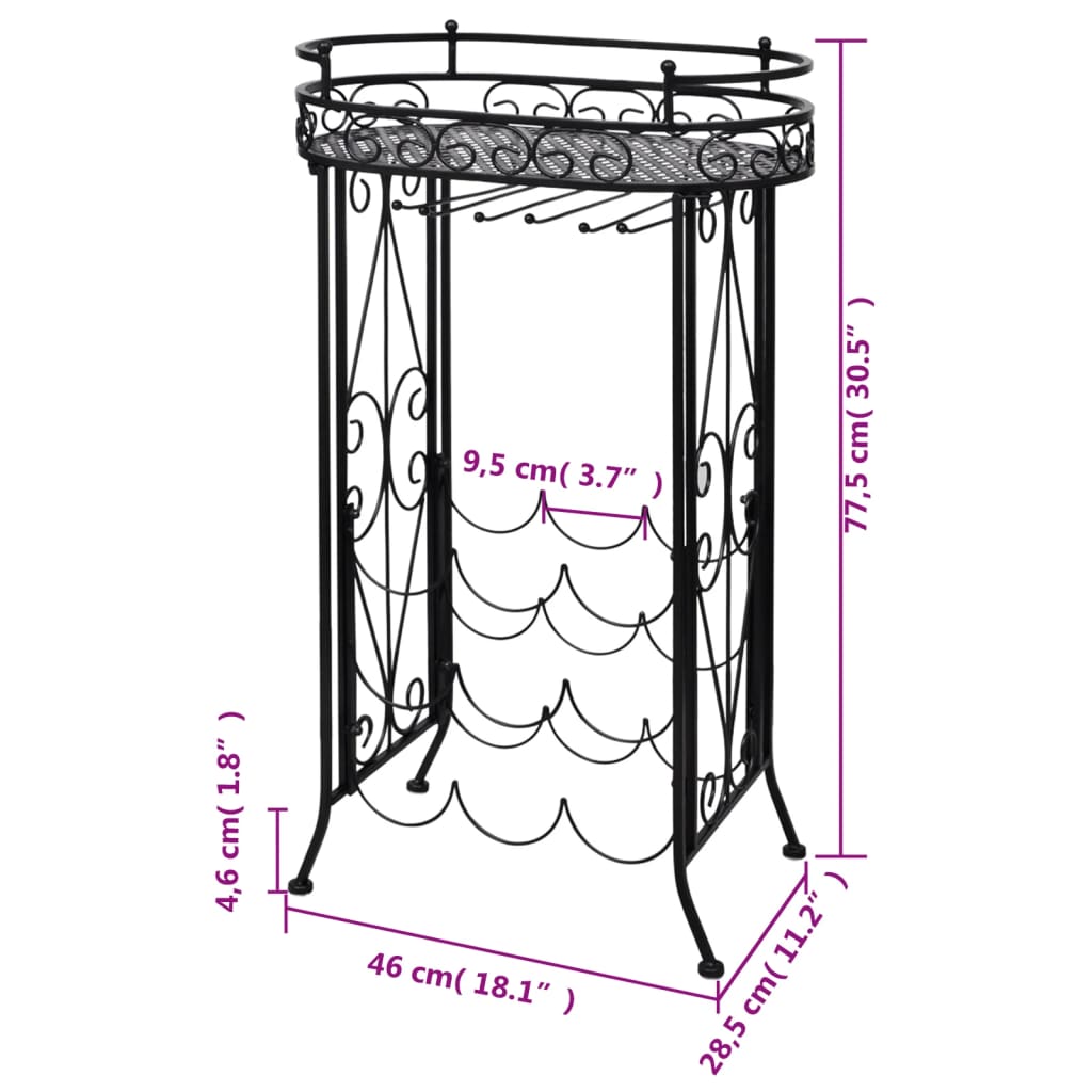 Casier à bouteilles avec porte-verre pour 9 bouteilles Métal - XIOS