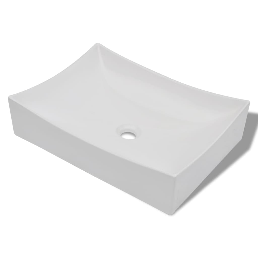 Lavabo de salle de bain en céramique Blanc brillant Lavabos vidaXL
