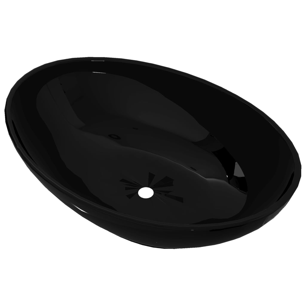 Lavabo ovale Céramique 40 x 33 cm Noir Lavabos vidaXL