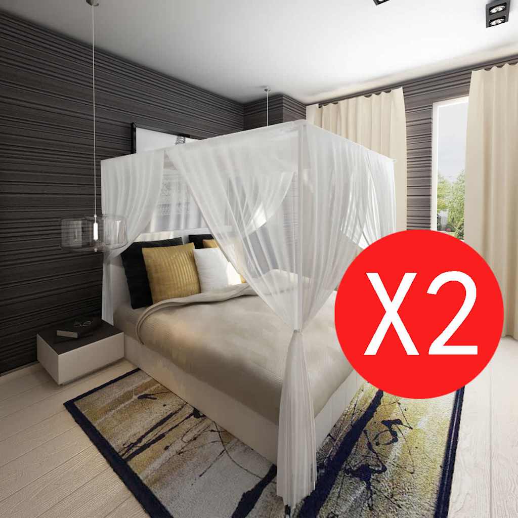 Moustiquaire de lit carré 3 ouvertures 2 pcs Moustiquaires vidaXL