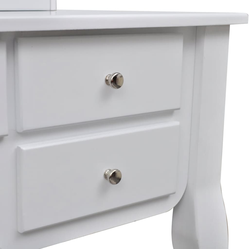 Coiffeuse avec miroir et tabouret 7 tiroirs Blanc - XIOS
