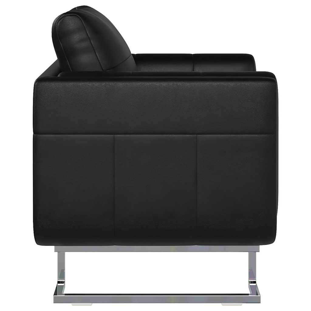 Fauteuil cube avec pieds chromés Noir Similicuir