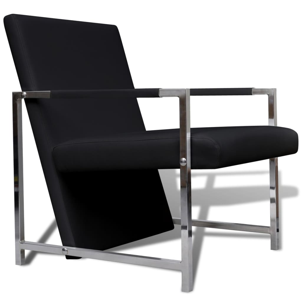 Fauteuil avec pieds chromés Noir Similicuir - XIOS
