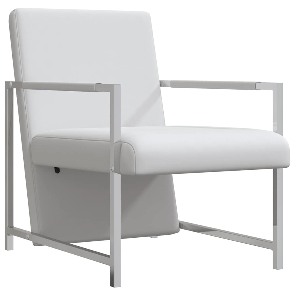 Fauteuil avec pieds chromés Blanc Similicuir - XIOS