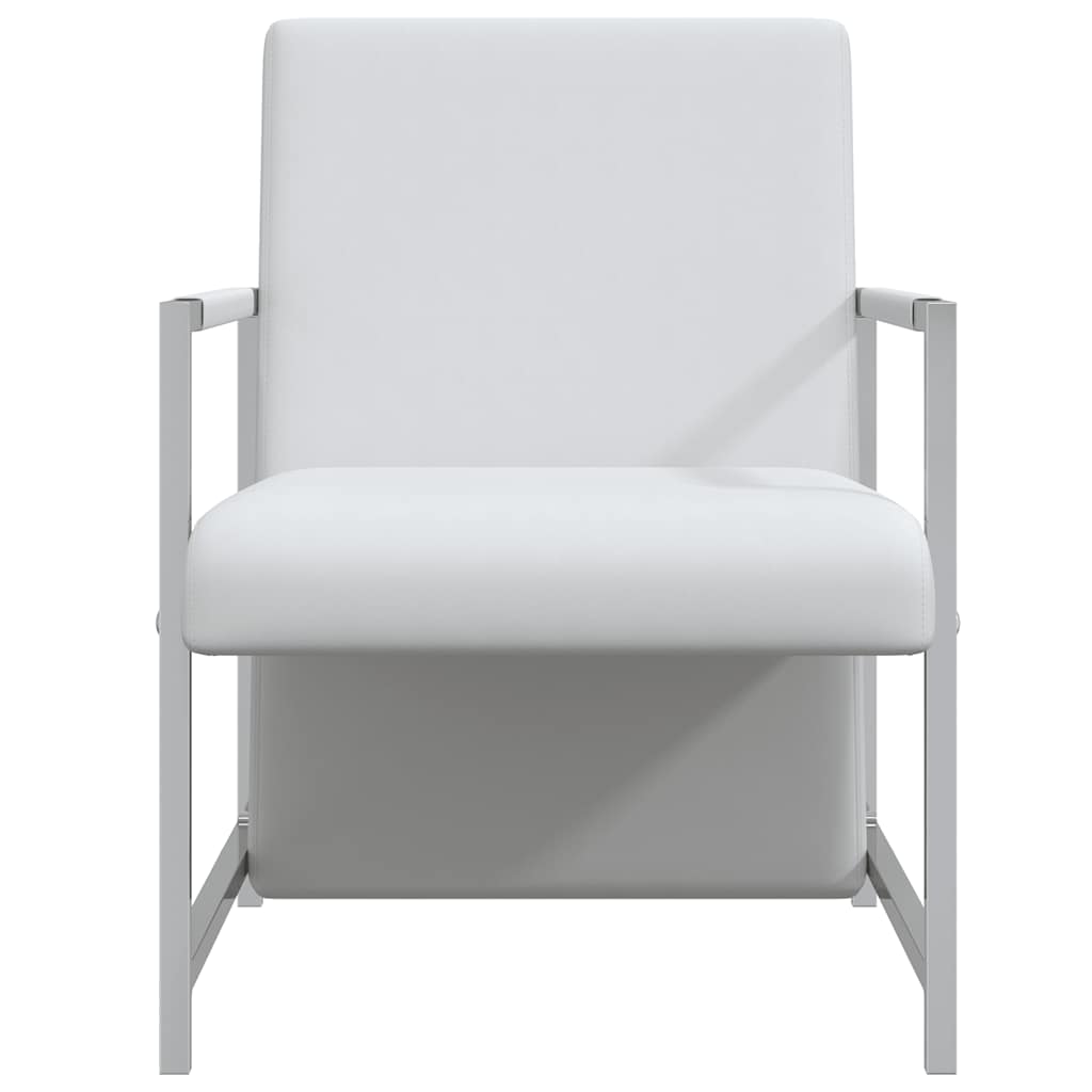 Fauteuil avec pieds chromés Blanc Similicuir - XIOS
