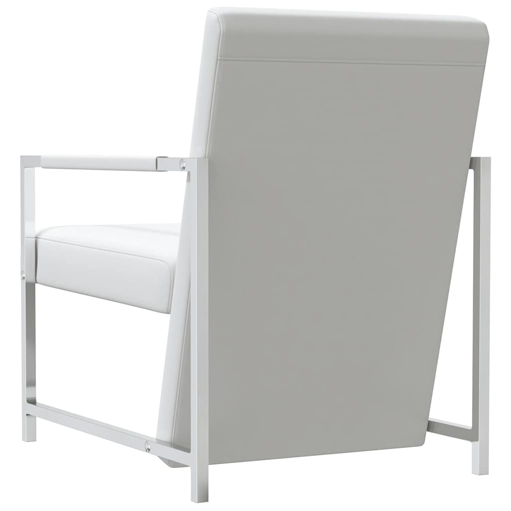 Fauteuil avec pieds chromés Blanc Similicuir - XIOS