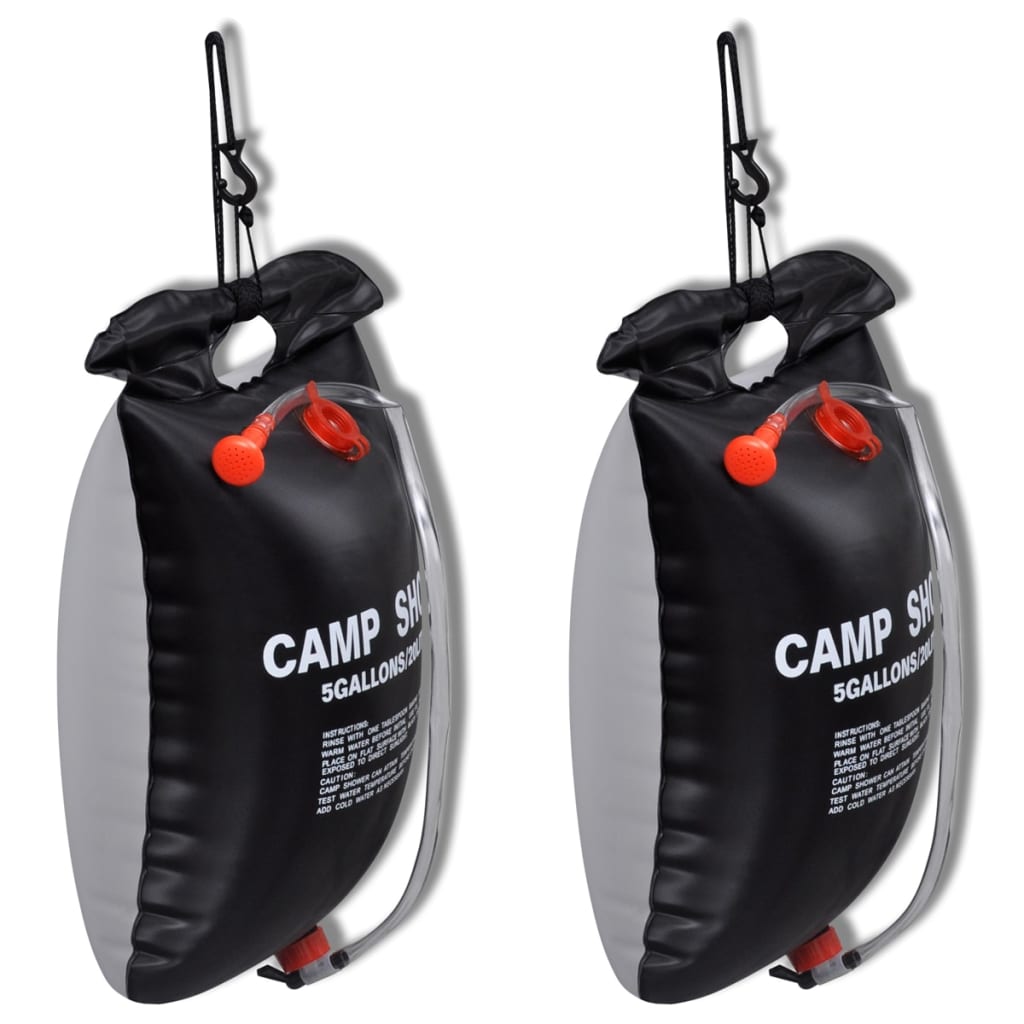 Douche solaire de camping et voyage 20 L 2 pcs Douches & cabines temporaires mobiles vidaXL