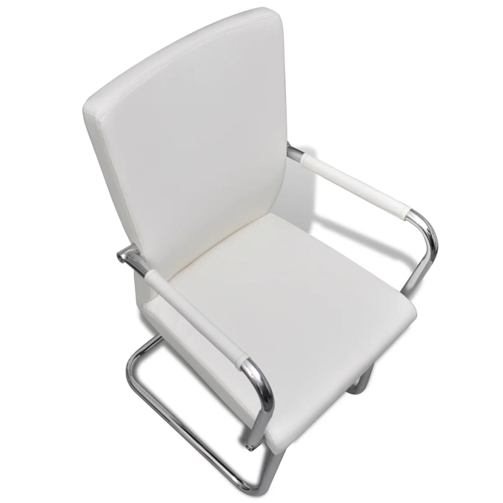Chaises à manger cantilever lot de 6 blanc similicuir - XIOS