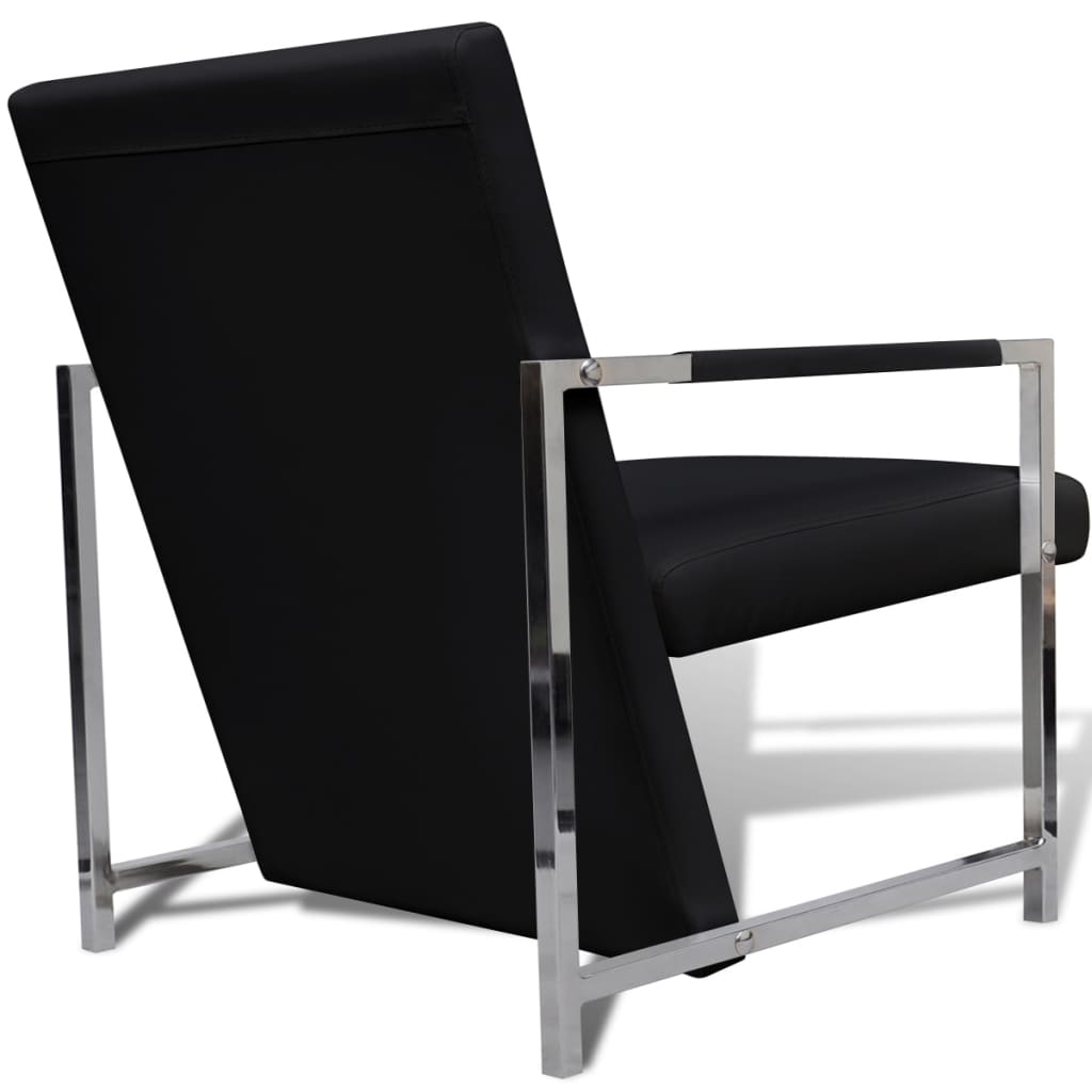 Fauteuils lot de 2 avec cadre chromé noir similicuir - XIOS