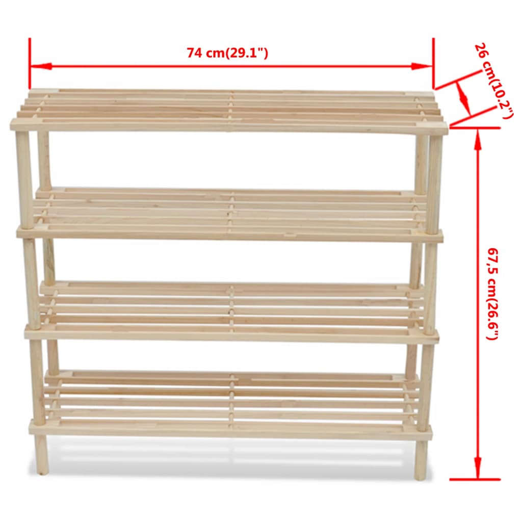 Range-chaussures à 4 étagères 2 pcs Bois de sapin solide - XIOS