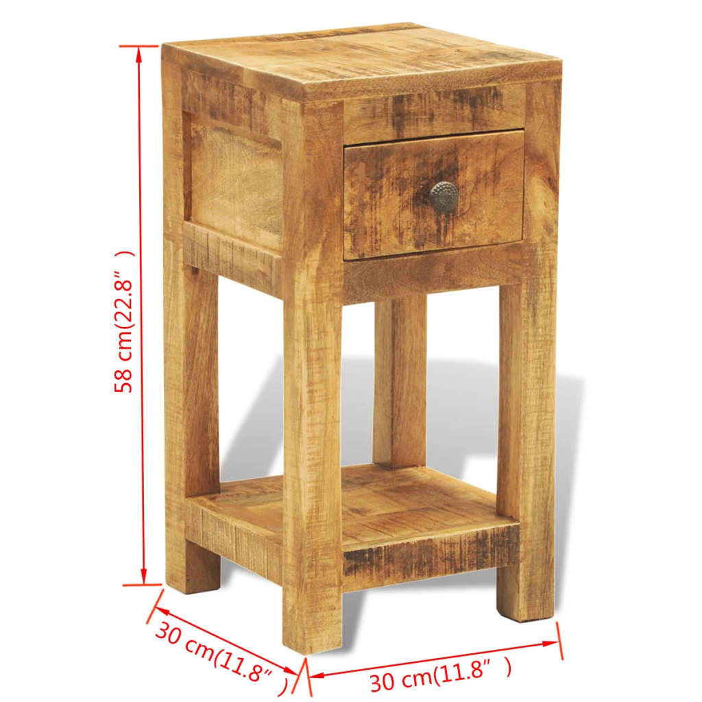 Table de chevet avec 1 tiroir Bois massif de manguier - XIOS