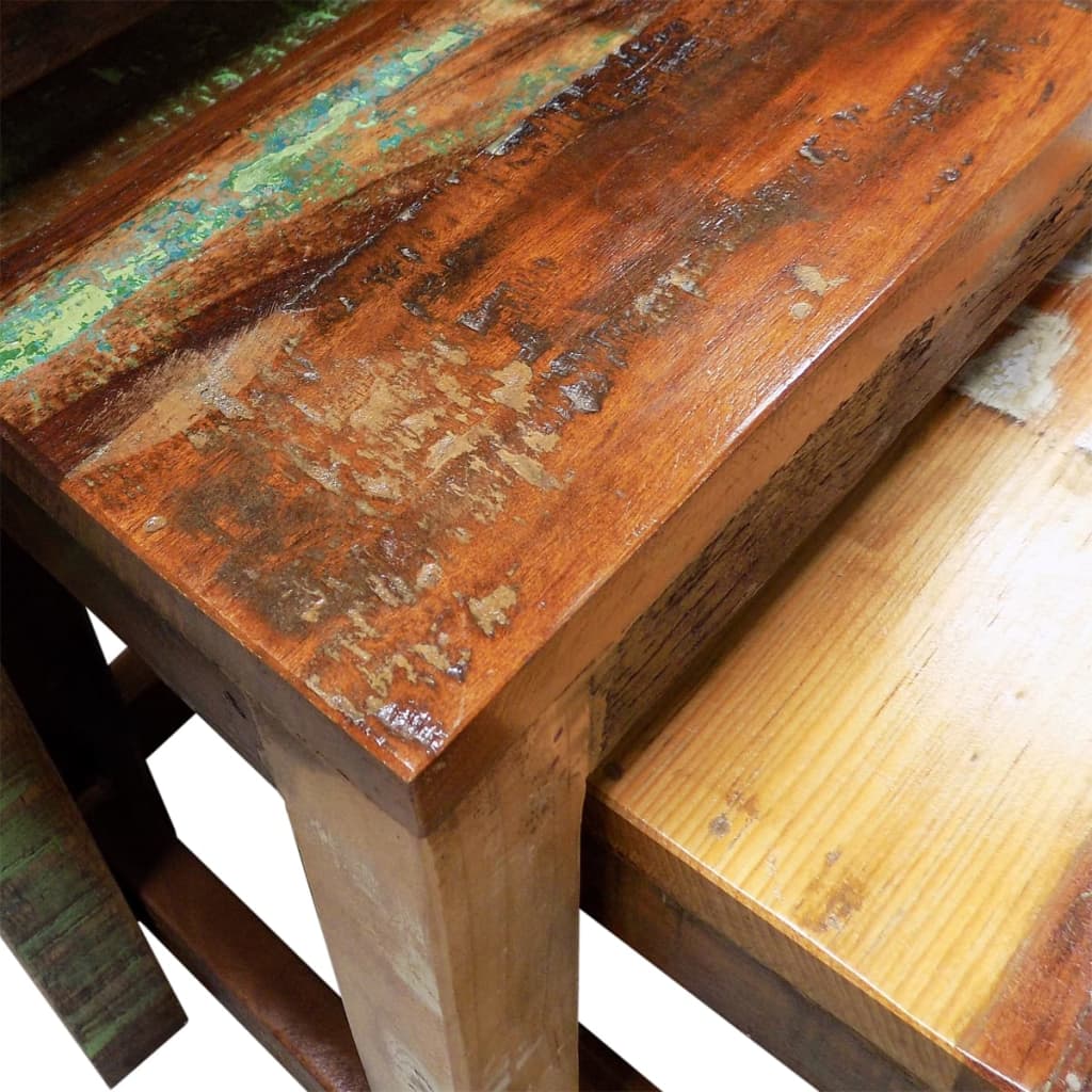 Table gigogne 3 pcs vintage Bois de récupération - XIOS