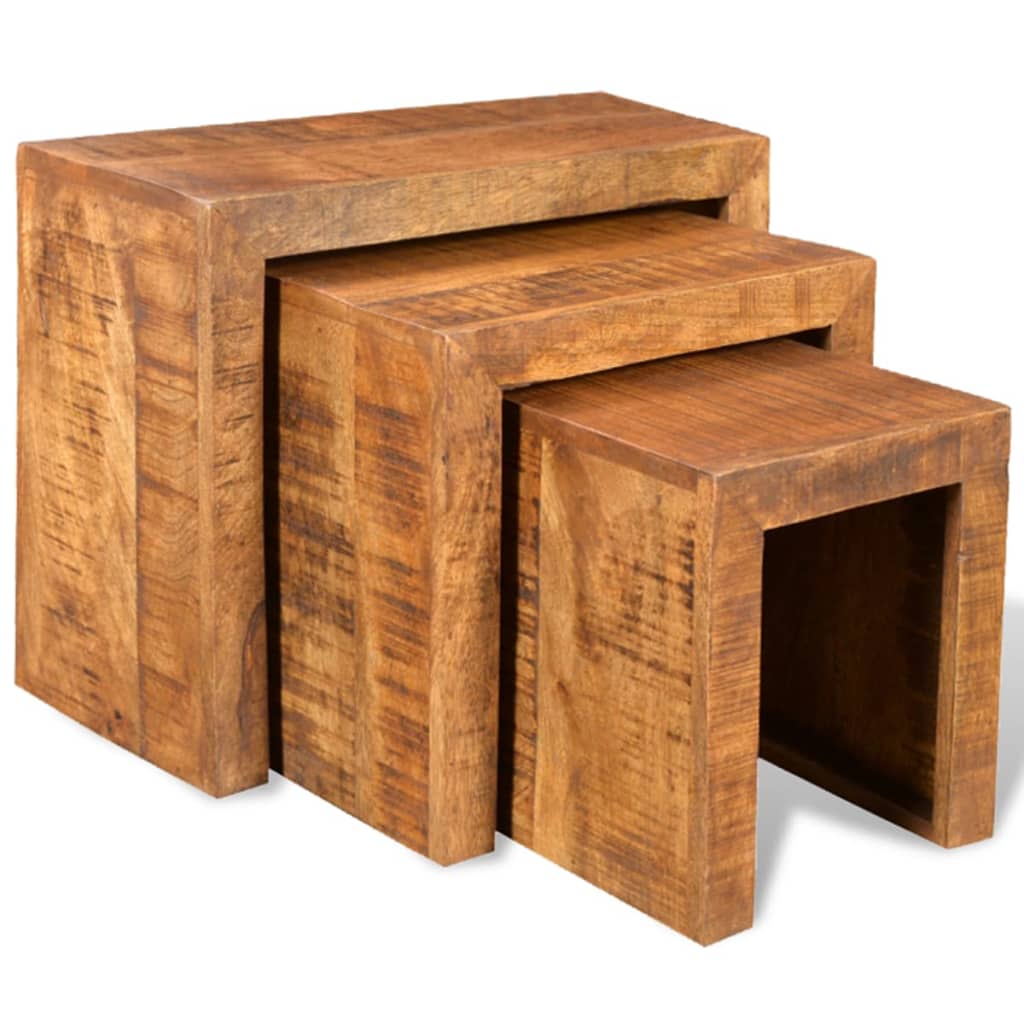 Table gigogne 3 pcs Bois massif de manguier - XIOS