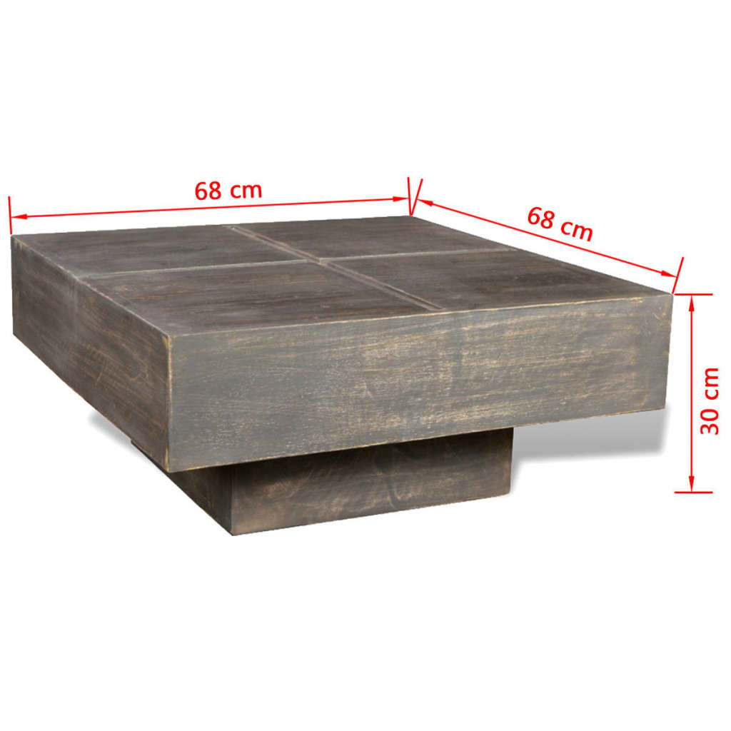 Table basse carrée Marron foncé Bois massif de manguier - XIOS