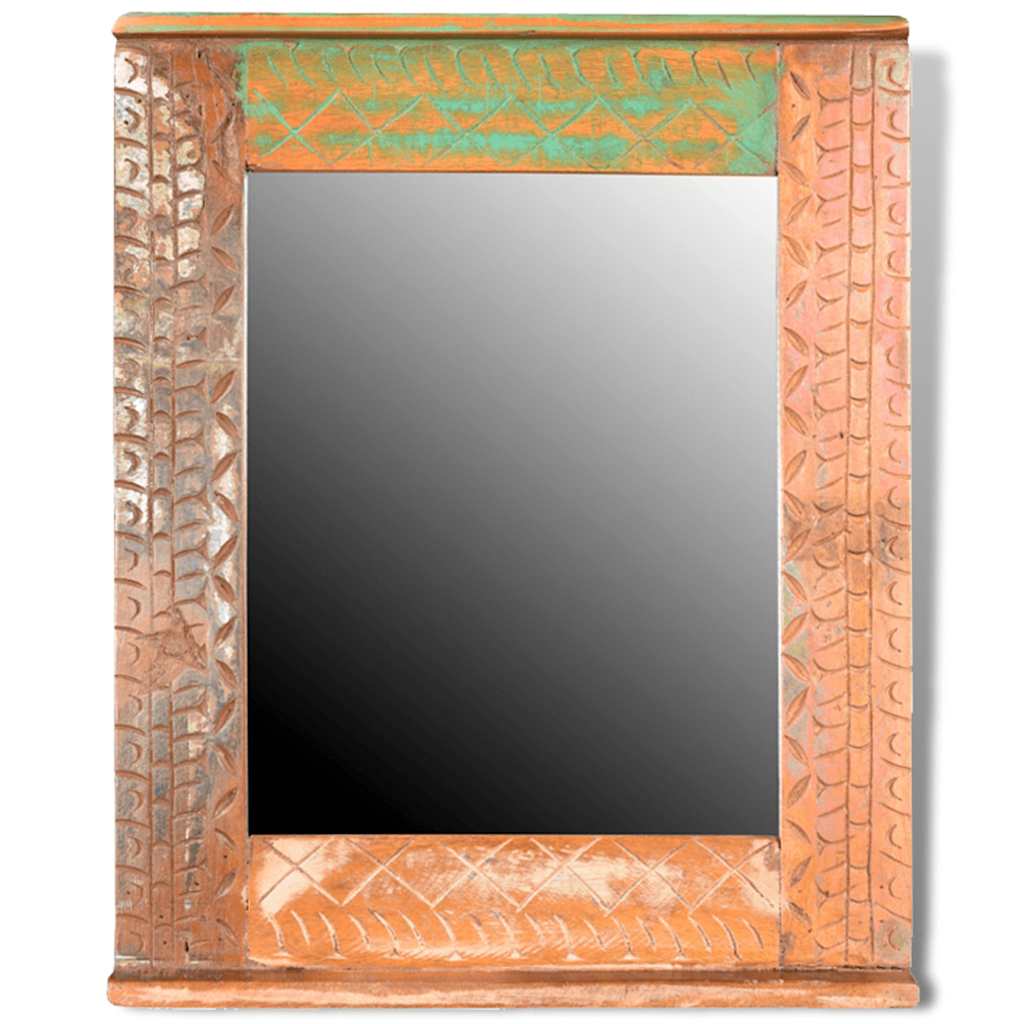 Ensemble meuble sous vasque et miroir en bois massif recyclé