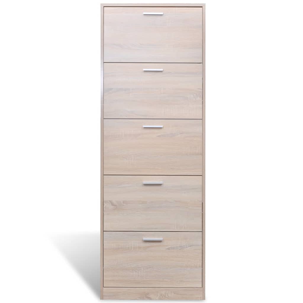 Meuble à chaussures en bois avec 5 compartiments Aspect chêne - XIOS
