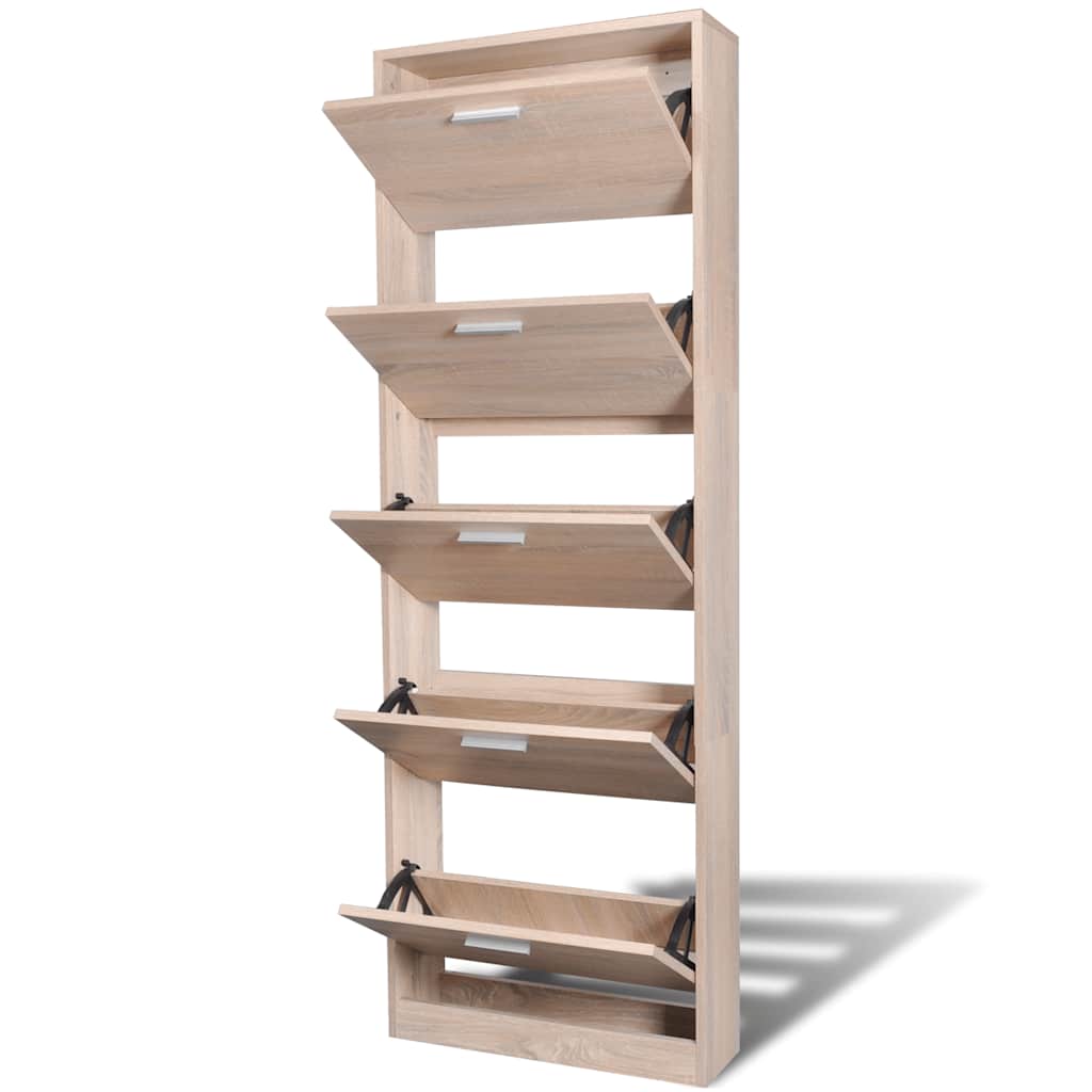 Meuble à chaussures en bois avec 5 compartiments Aspect chêne - XIOS