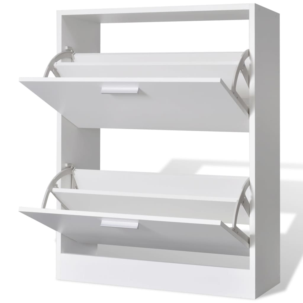 Meuble à chaussures en bois avec 2 compartiments Blanc - XIOS