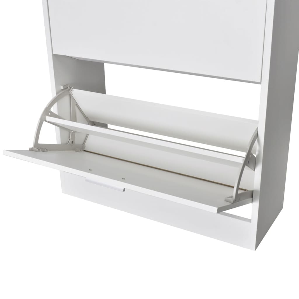 Meuble à chaussures en bois avec 2 compartiments Blanc - XIOS