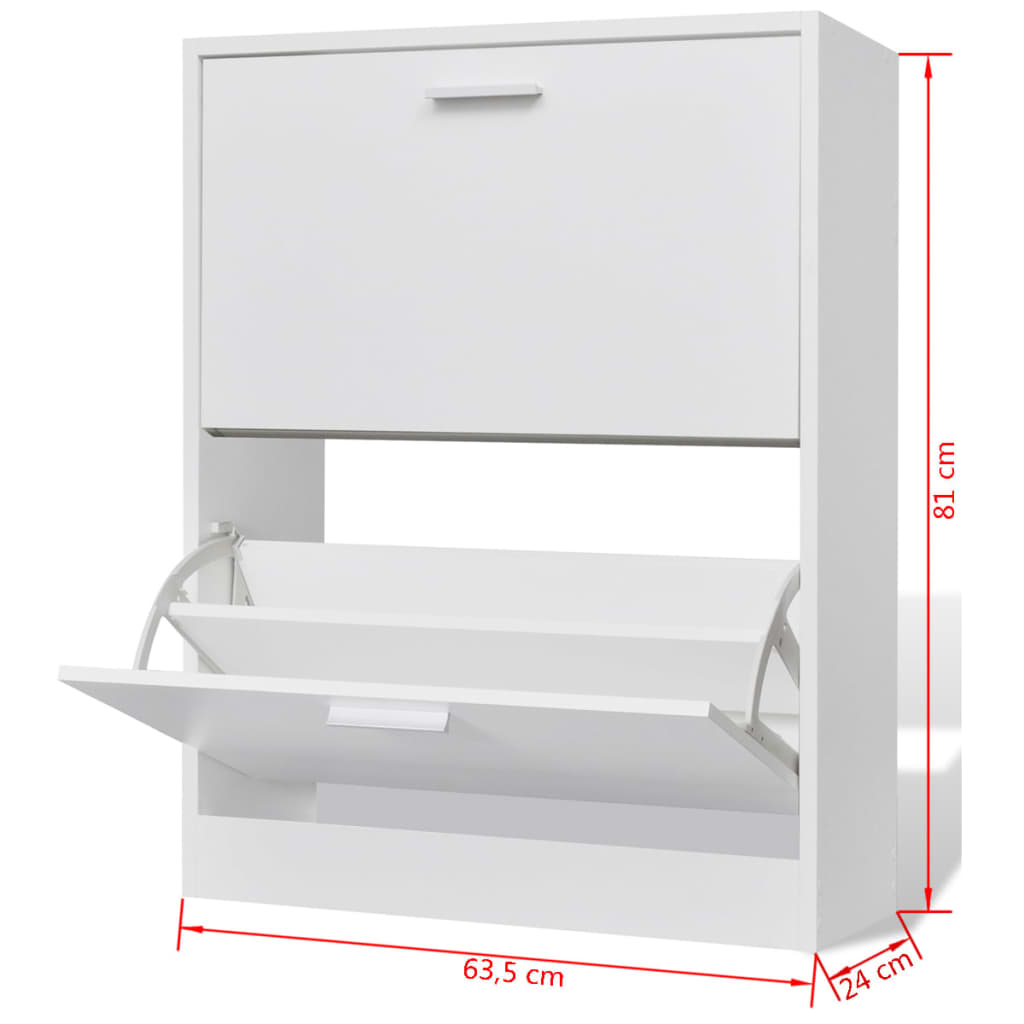 Meuble à chaussures en bois avec 2 compartiments Blanc - XIOS