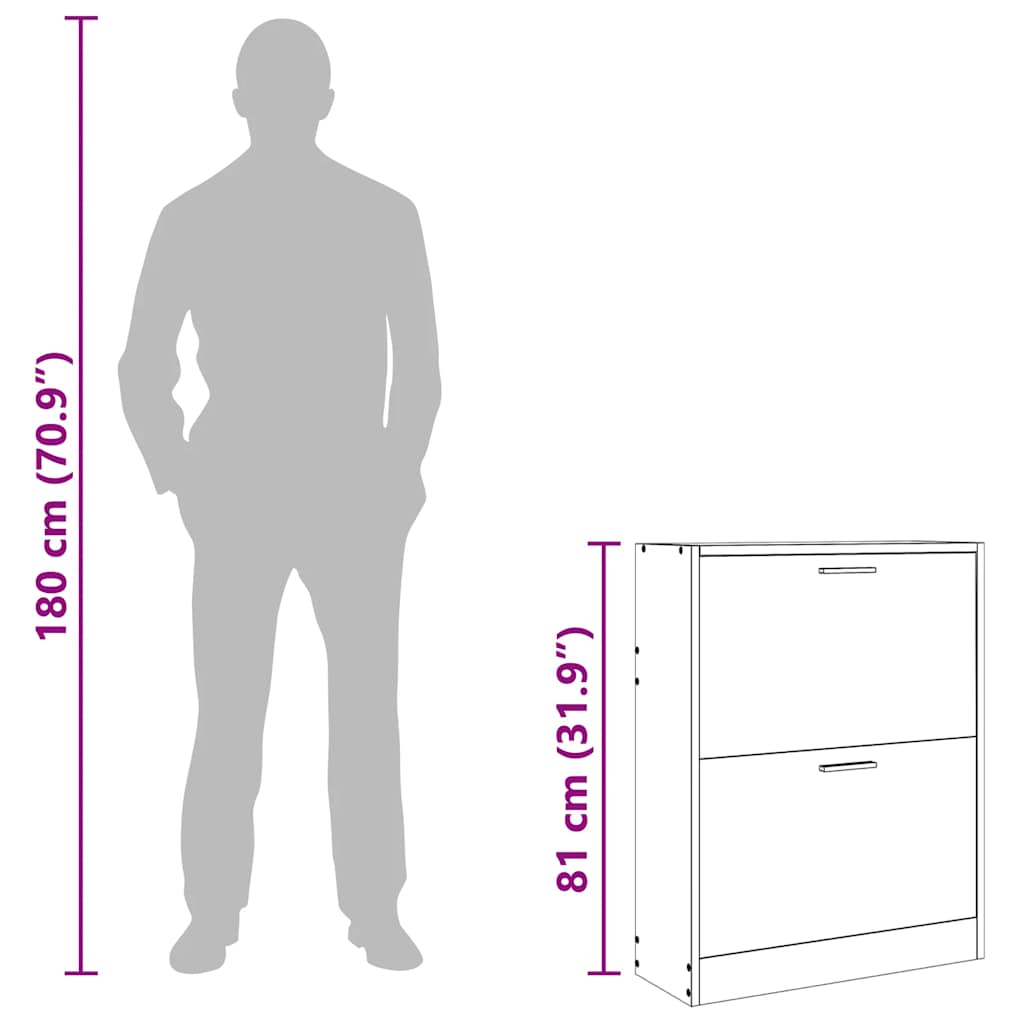 Meuble à chaussures en bois avec 2 compartiments Blanc - XIOS