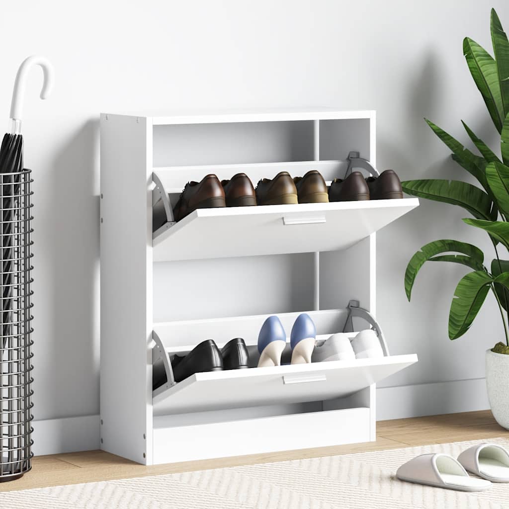 Meuble à chaussures en bois avec 2 compartiments Blanc - XIOS