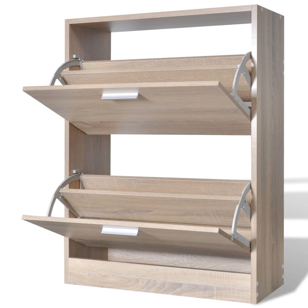 Meuble à chaussures en bois avec 2 compartiments Aspect chêne - XIOS