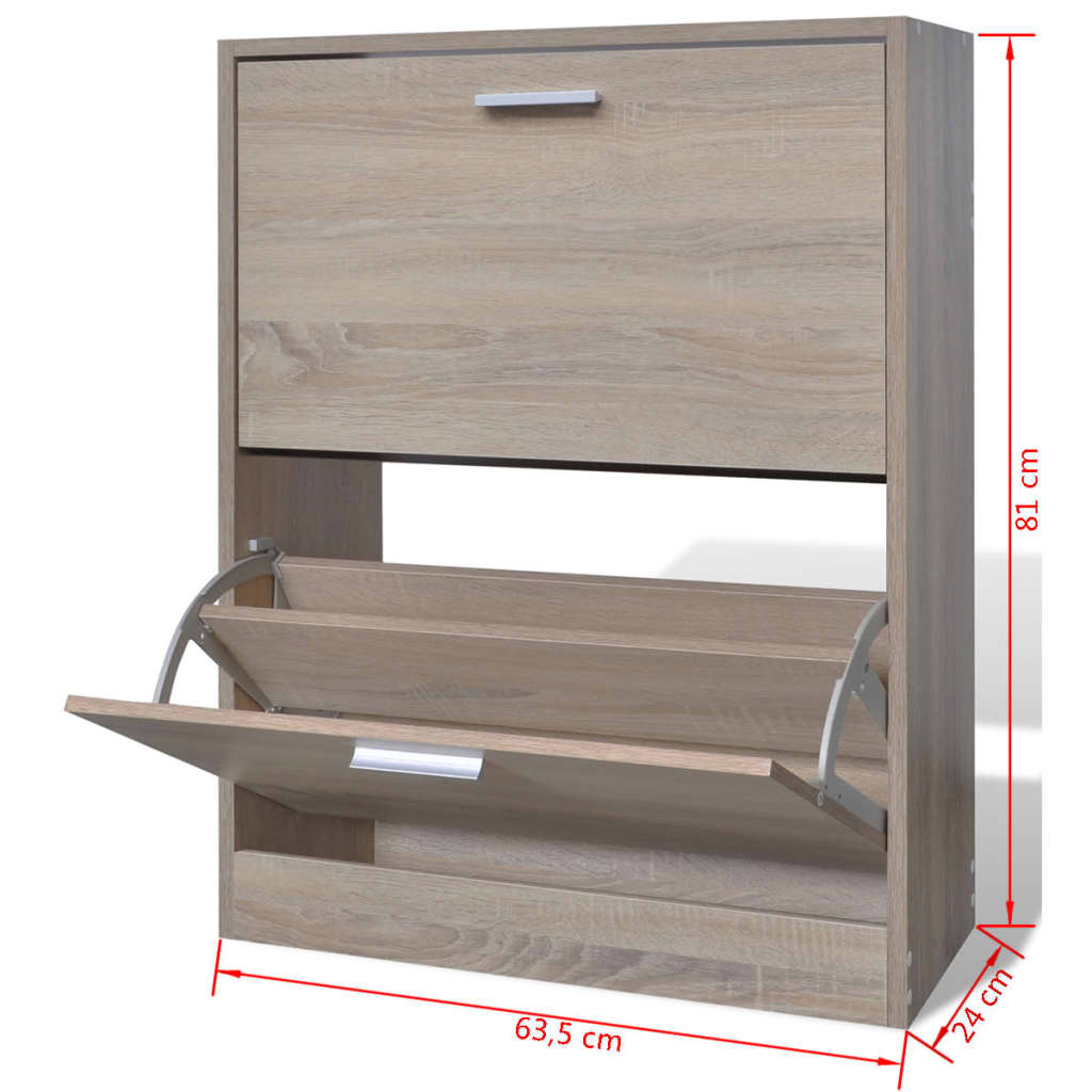 Meuble à chaussures en bois avec 2 compartiments Aspect chêne - XIOS