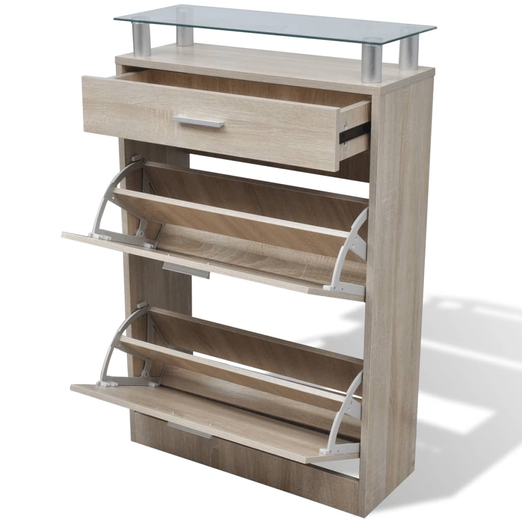 Meuble à chaussures avec tiroir et plateau en verre Bois - XIOS