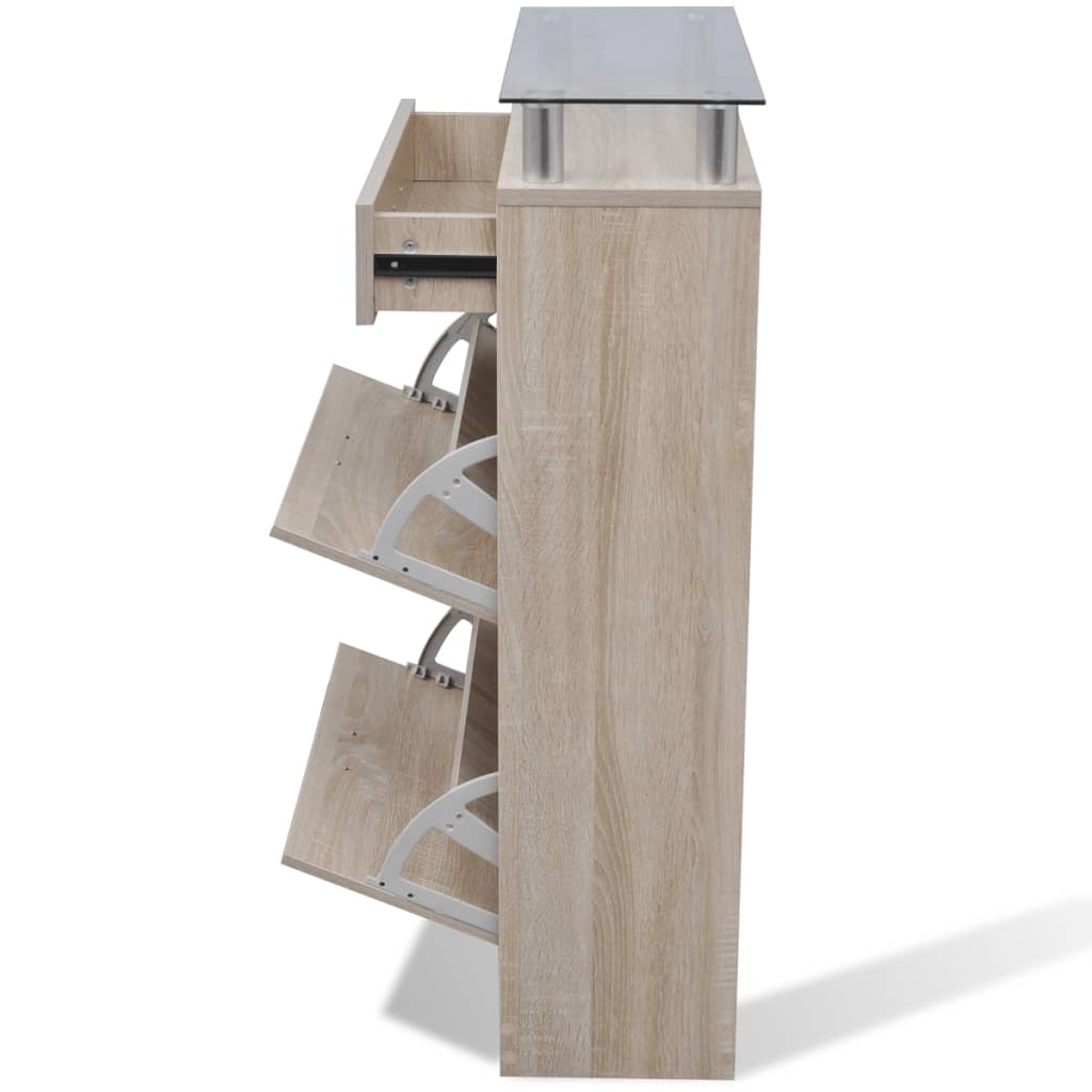 Meuble à chaussures avec tiroir et plateau en verre Bois - XIOS