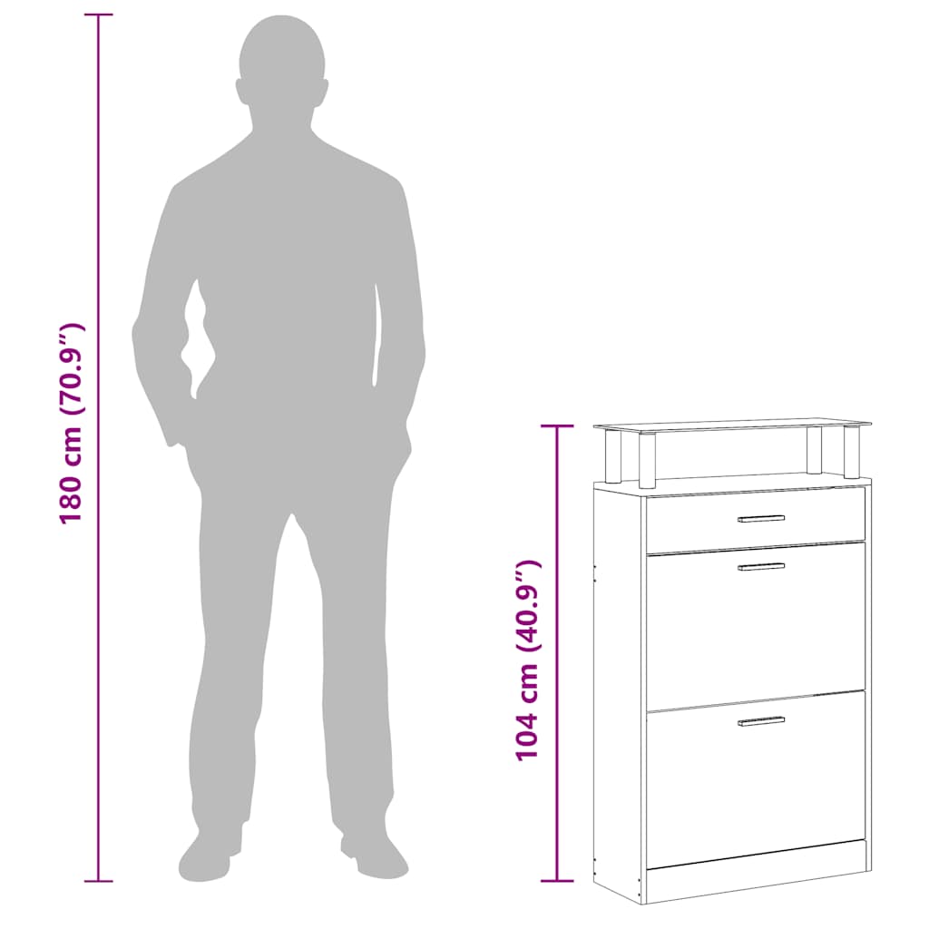 Meuble à chaussures avec tiroir et plateau en verre Bois