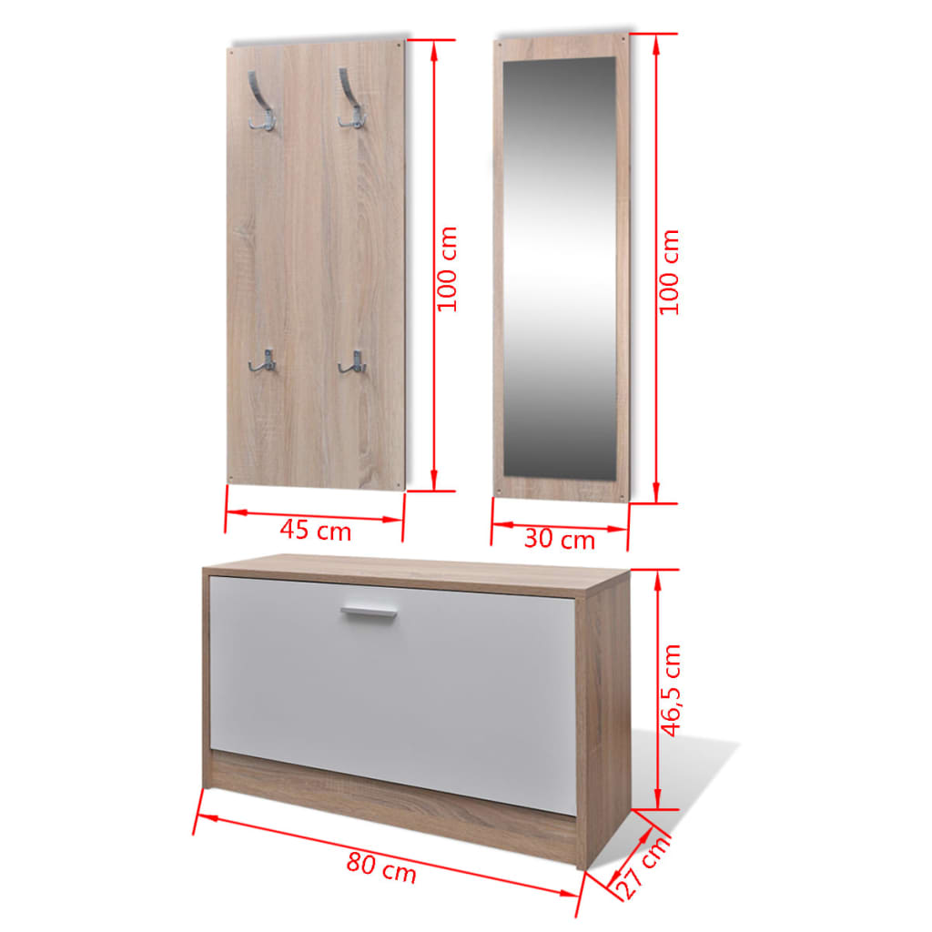 Armoire à chaussures 3-en-1 Bois Chêne et blanc - XIOS
