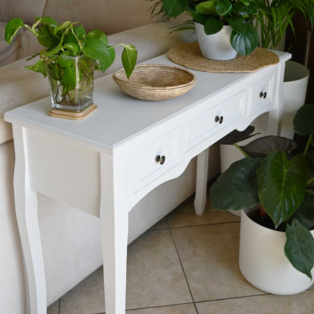 Table de console et coiffeuse avec 3 tiroirs Blanc - XIOS