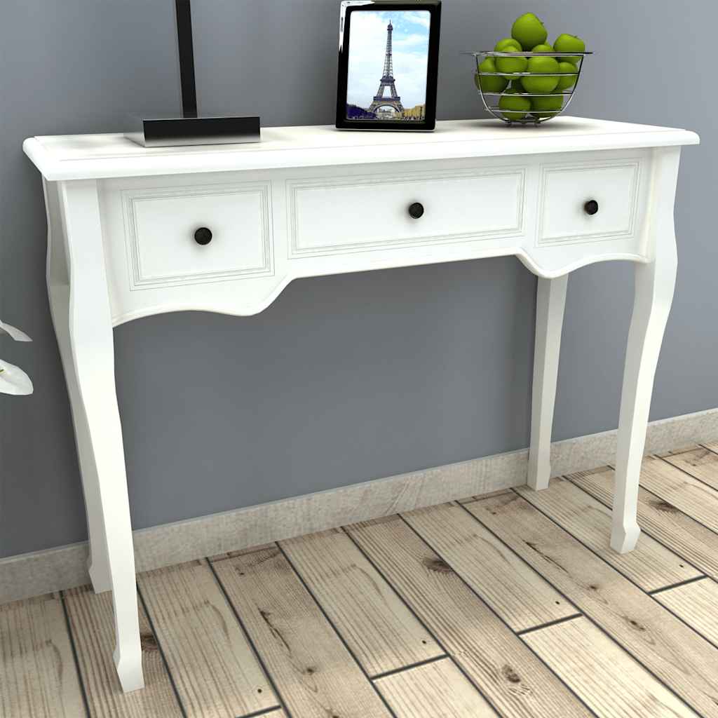 Table de console et coiffeuse avec 3 tiroirs Blanc - XIOS