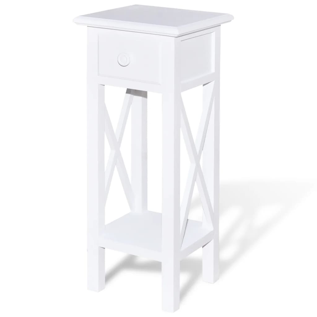 Table d'appoint avec tiroir Blanc Tables d'appoint vidaXL