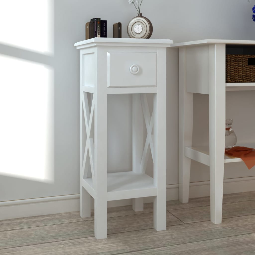 Table d'appoint avec tiroir Blanc Tables d'appoint vidaXL