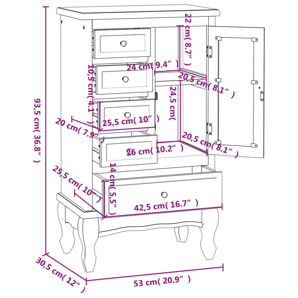 Armoire avec 5 tiroirs et 2 étagères Blanc - XIOS