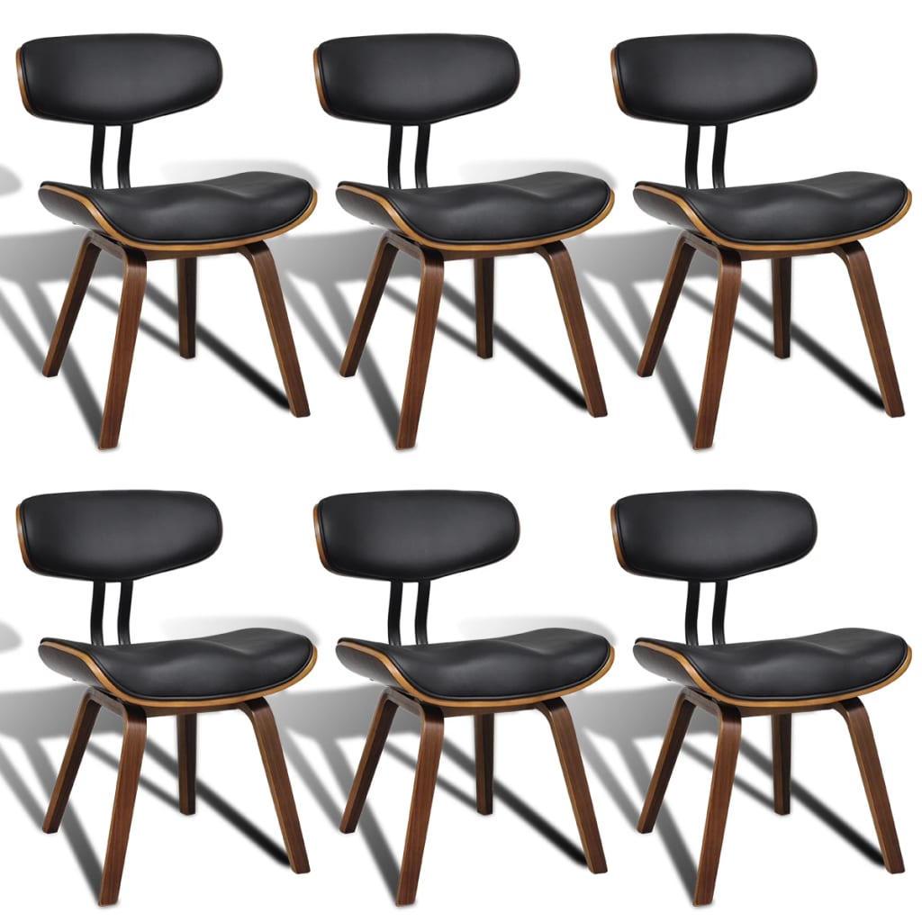 Chaises à manger lot de 6 bois courbé et similicuir - XIOS