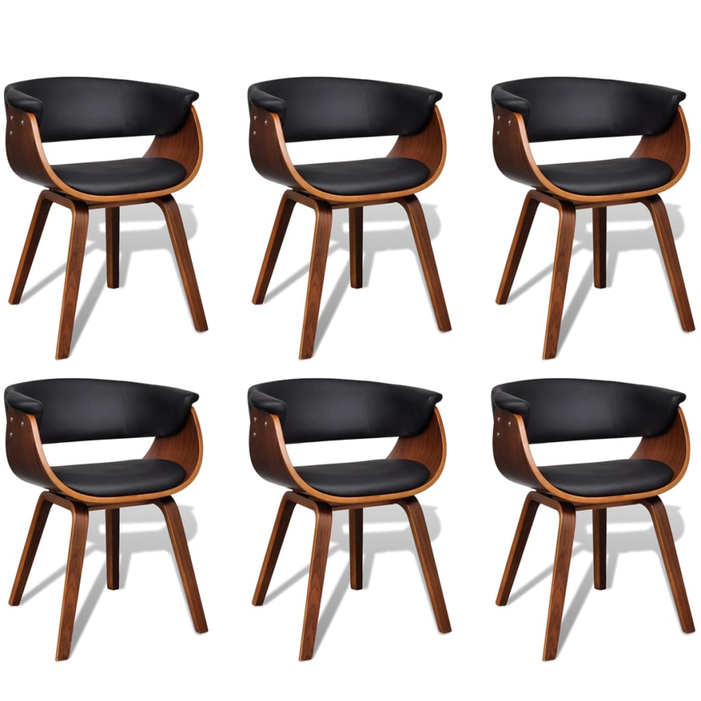 Chaises à manger lot de 6 bois courbé et similicuir - XIOS