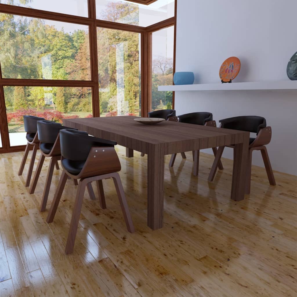 Chaises à manger lot de 6 bois courbé et similicuir - XIOS