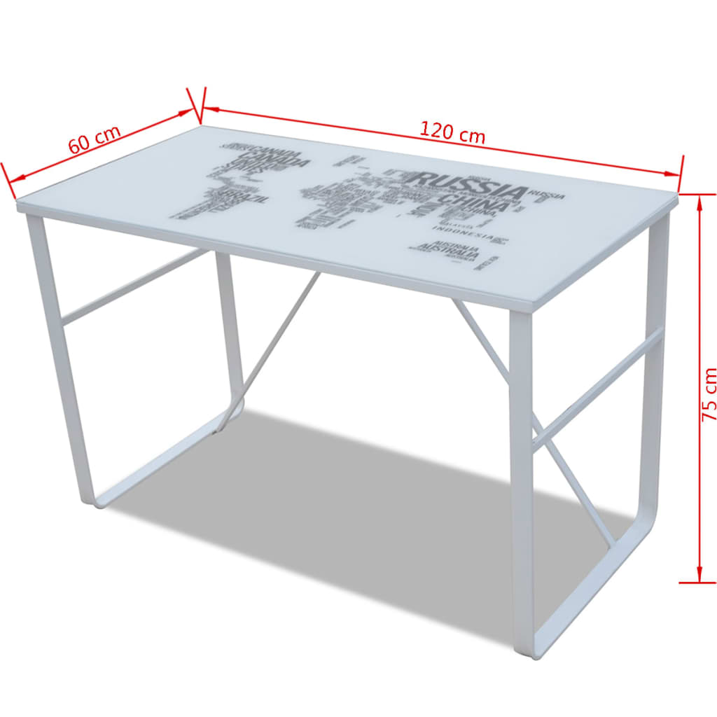 Bureau rectangulaire avec motif de carte du monde Bureaux vidaXL   