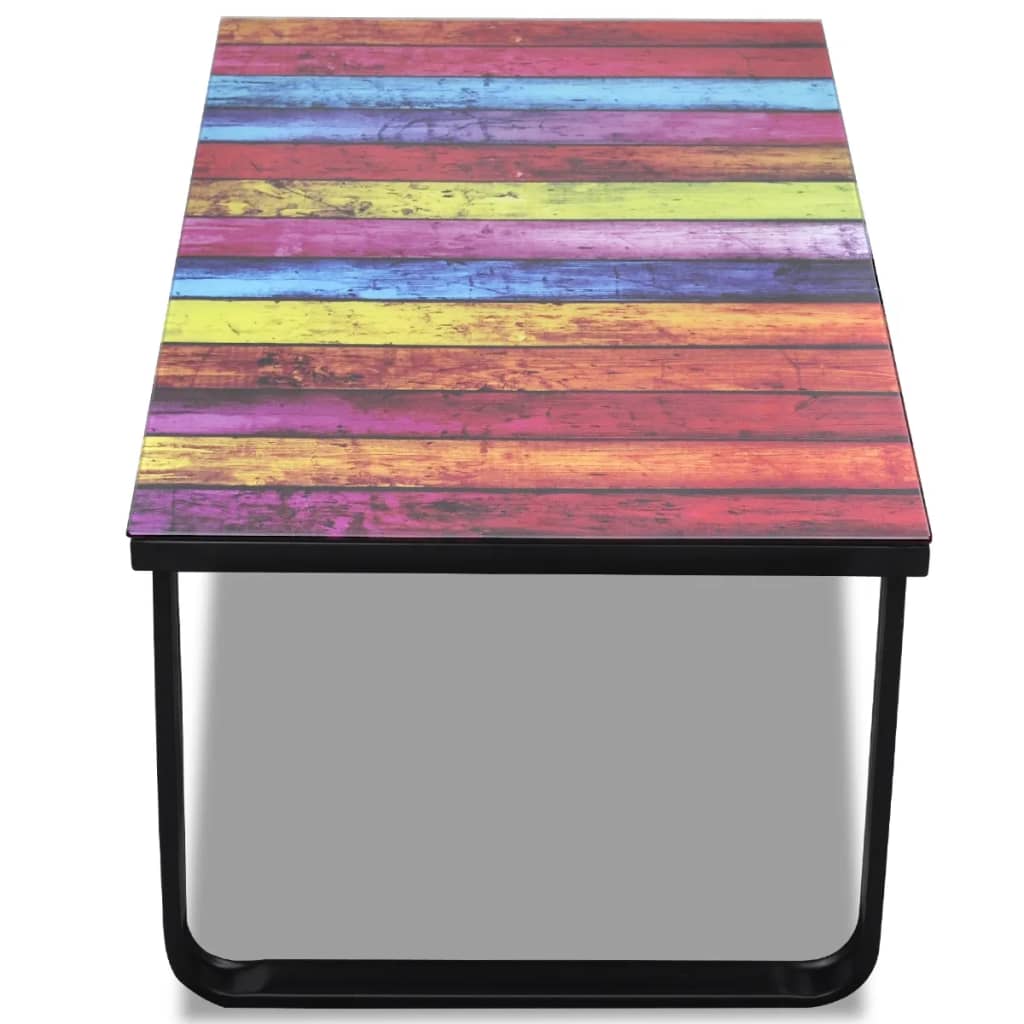 Table basse avec impression d'arc-en-ciel Dessus en verre - XIOS