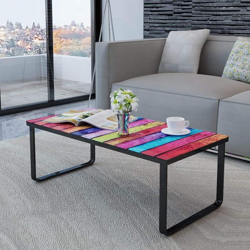 Table basse avec impression d'arc-en-ciel Dessus en verre - XIOS